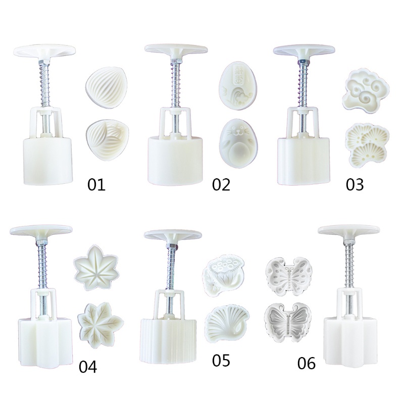 Khuôn Nhựa Làm Bánh Trung Thu 50 / 65g Kèm 2 Con Dấu