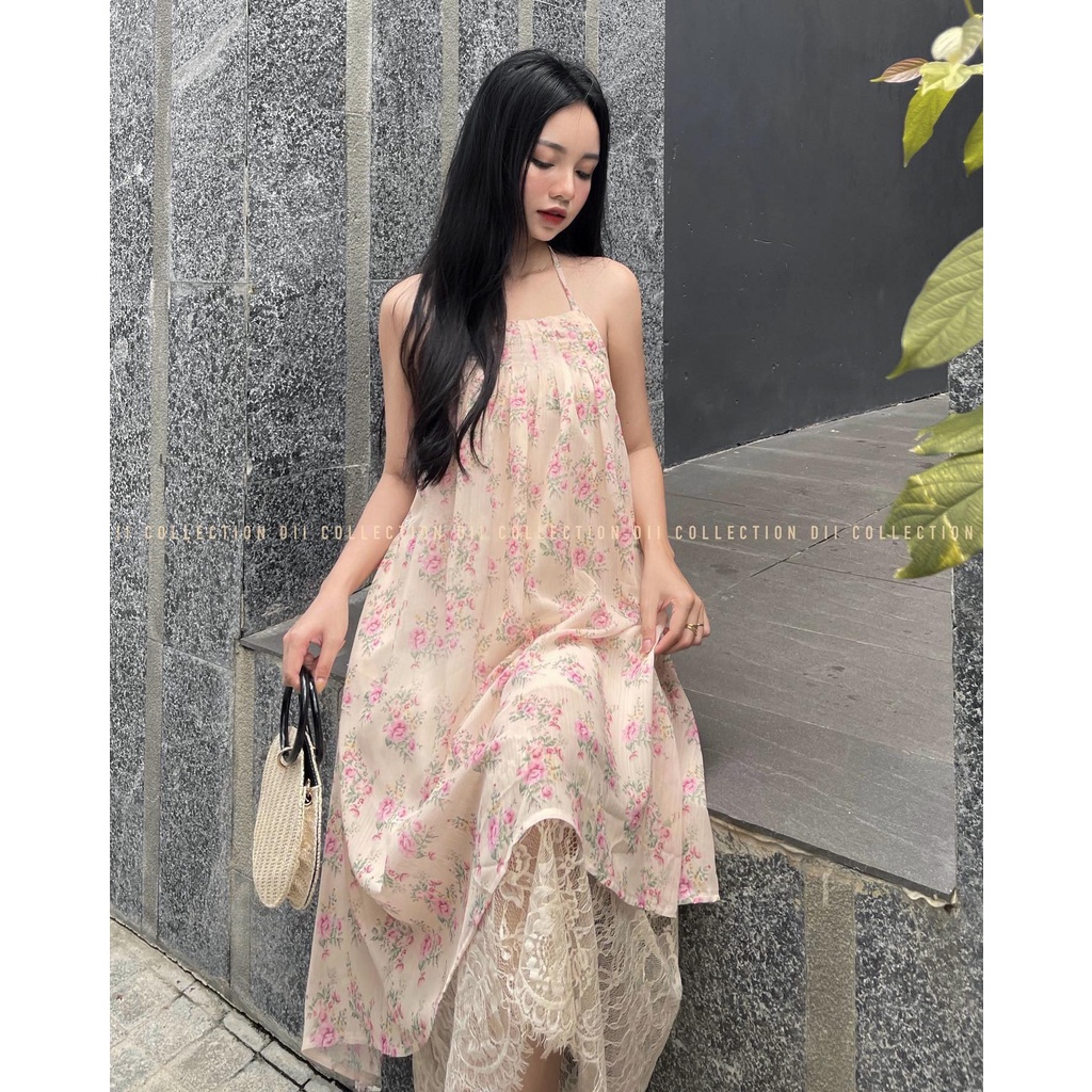 DII COLLECTION - Đầm ren thiết kế cổ yếm dạo biển hở lưng cao cấp