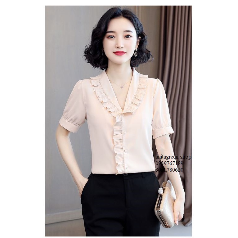 nh780620-SƠ MI NỮ KIỂU TAY NGẮN (thoi trang cong so anitagreen)