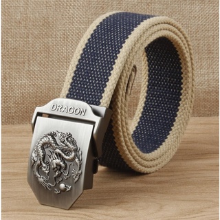 Dây nịt lính vải bố_Mặt Rồng Dragon mạnh mẽ_siêu bền đẹp, Dây nịt Nam vải Canvas Khóa luồn kẹp chắc chắn, tiện dụng