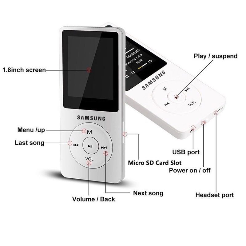 Máy Nghe Nhạc MP3 MP4 Samsung Walkman Màn Hình LCD Hỗ Trợ Thẻ Nhớ