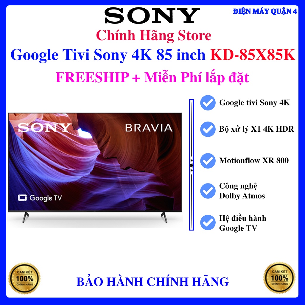 Google Tivi Sony 4K 85 inch KD-85X85K