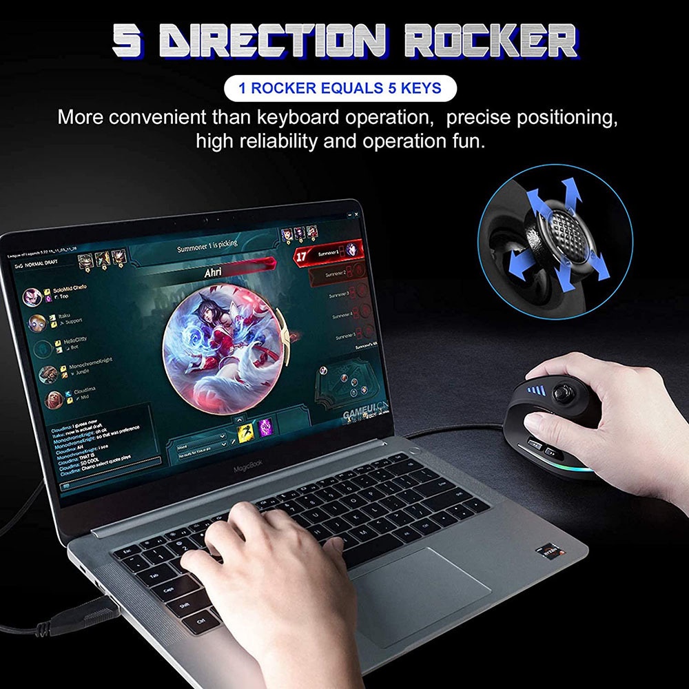 Jomaa Chuột Máy Tính Có Dây 5D 10000 DPI RGB Dùng Để Chơi Game