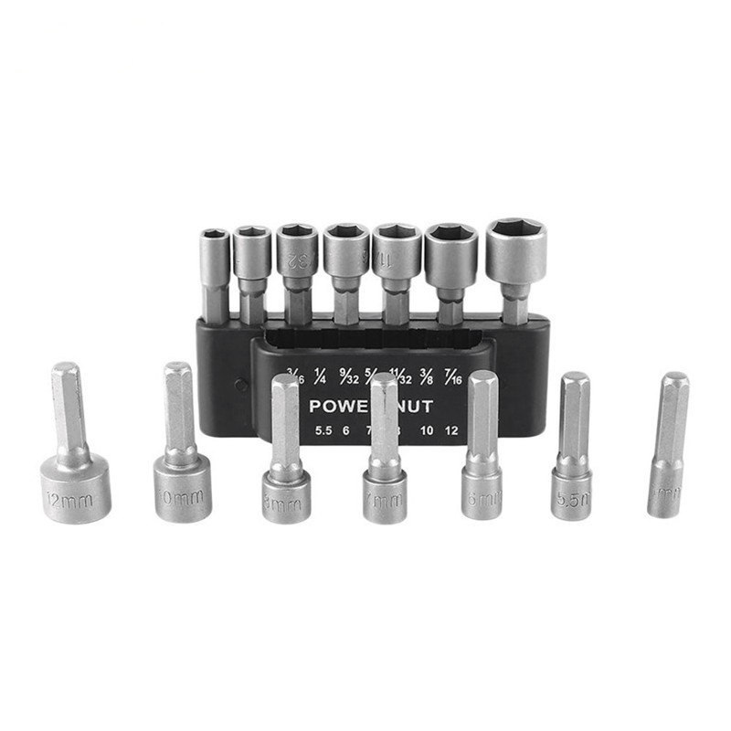 Bộ 14 Khẩu Tuýp Vặn Ốc Lục Giác Gắn Máy Khoan 14 Đầu Vít Bắn Tôn | Mezoha