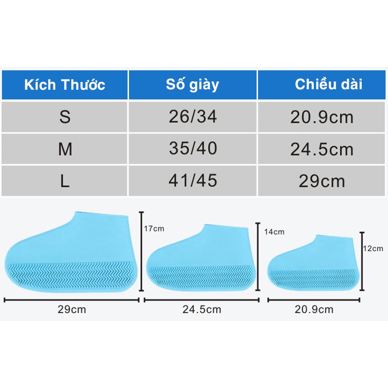 Bọc giày đi mưa silicon cao cấp, chống trơn trượt, tái sử dụng nhiều lần (giao màu ngẫu nhiên) [BỌC GIÀY]