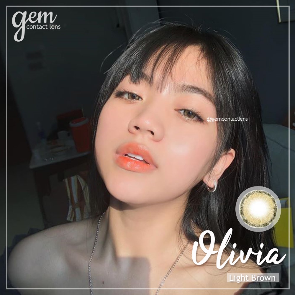 Áp Tròng OLIVIA LIGHT BROWN Ẩm Cao 55% HSD 6Tháng Lens Nâu Sáng Không Giãn Viền Mỏng Hottrend Đủ Độ Có Lệch Mắt Nhạy Cảm