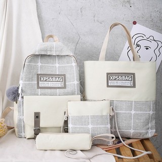 Set balo 4 món [Hot trend 2020] vải canvas đan bố chéo siêu bền, thêu nổi, mặt trong lót vải tráng nilong chống bụi bẩn