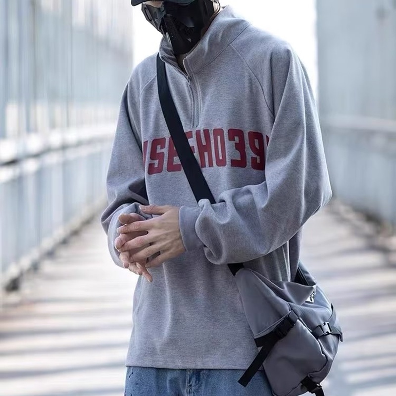 Áo Sweater Cổ Cao Phối Khóa Kéo Nửa Thân Thời Trang Mùa Thu Nhật Bản 2022 Cho Nam