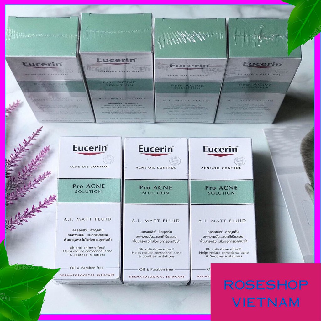 ✅Kem Dưỡng Ẩm, Kiểm Soát Nhờn Ngừa Mụn Eucerin Pro Acne Solution A.I Matt Fluid 50ml-ProAcne AI Mattifying. RSVN SP33