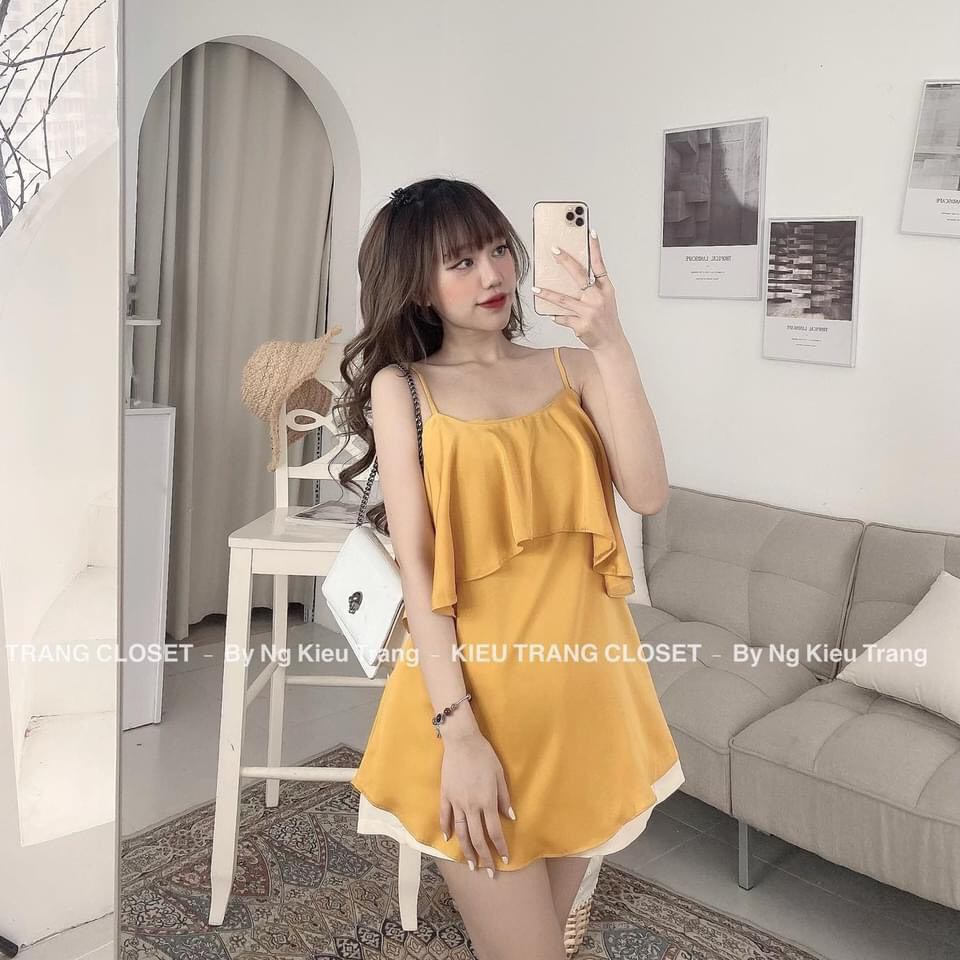 Bộ hai dây nữ mặc nhà lụa mix quần sooc trắng XIAOMIMI