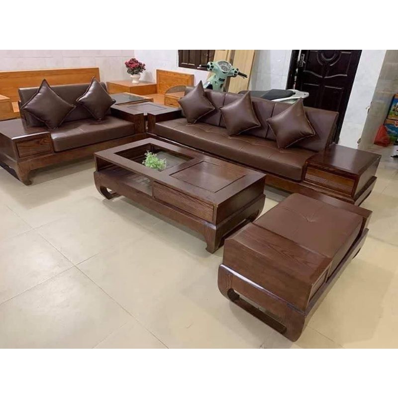Sofa Gỗ Bộ To Kèm Đệm- Phòng Khách Sang Trọng