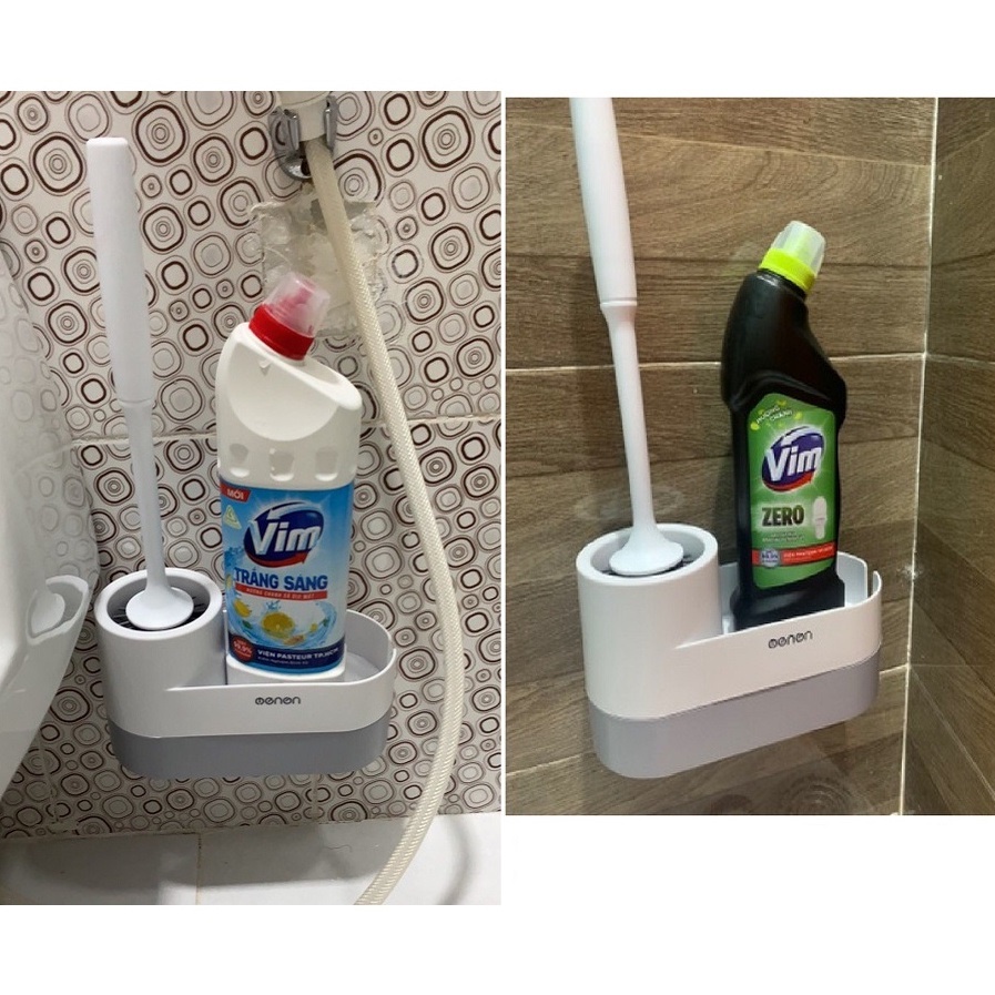 Combo 2 Chổi Cọ Vệ Sinh OENON Chính Hãng Kèm Kệ Để Chổi Cọ Rửa Toilet Thông Minh