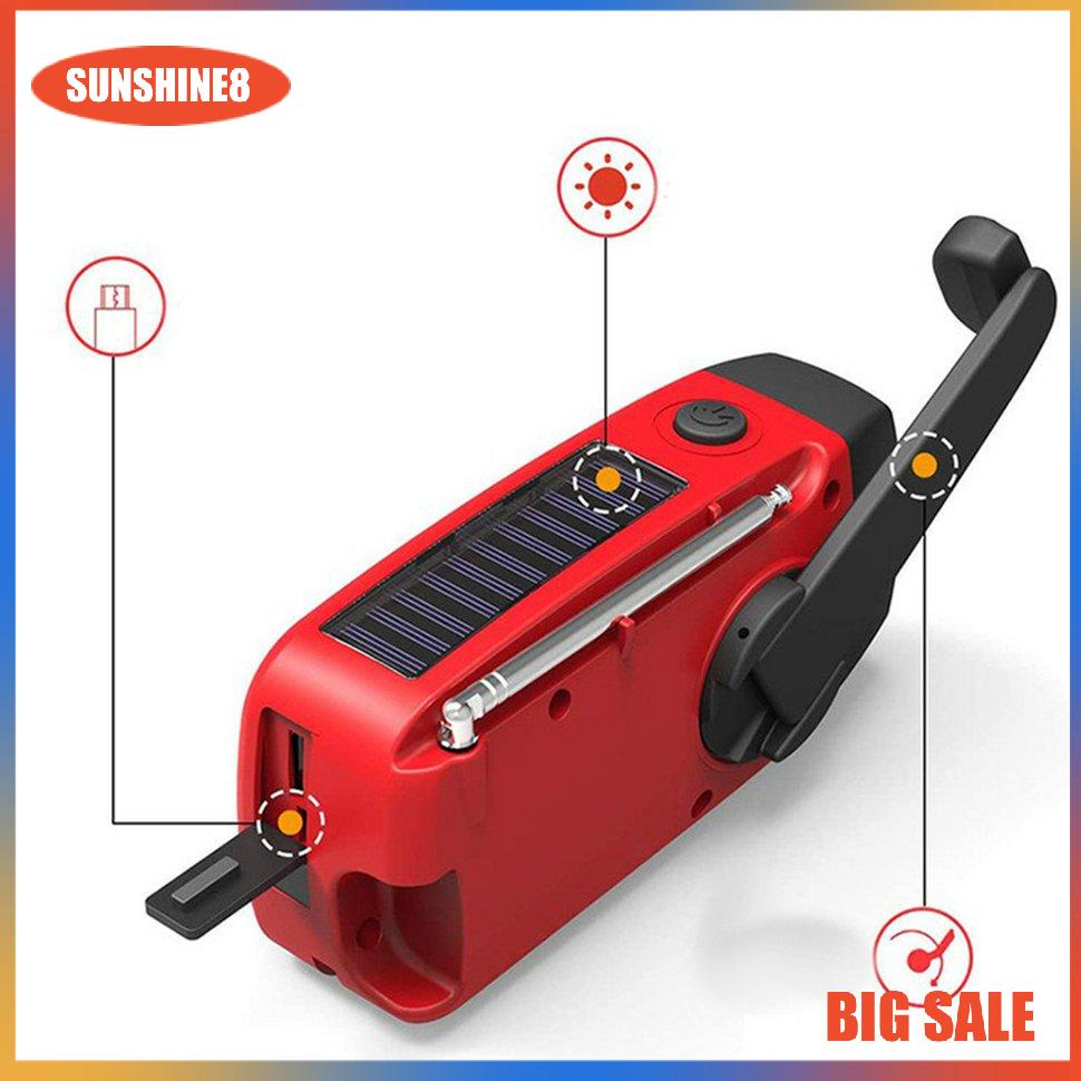 Đài radio cầm tay có đèn LED sử dụng năng lượng mặt trời