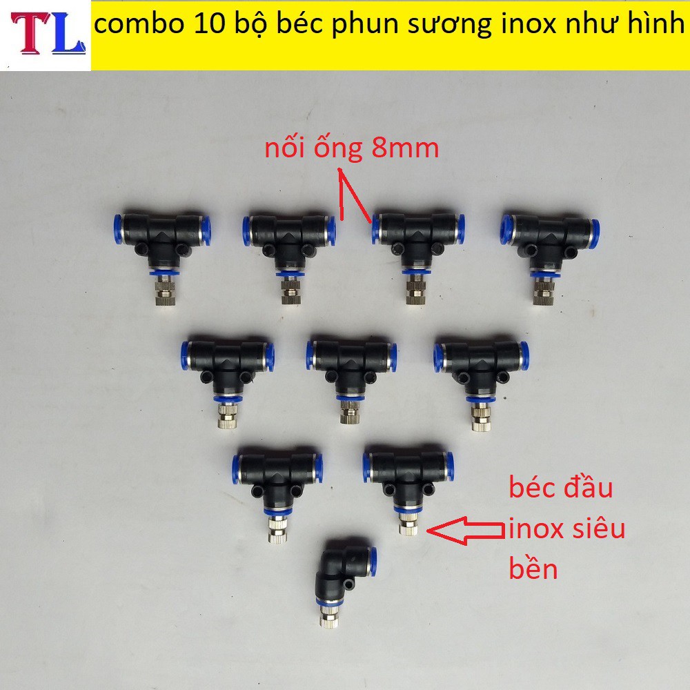 bộ 10 Béc phun sương inox số 1-2-3-5-6-8