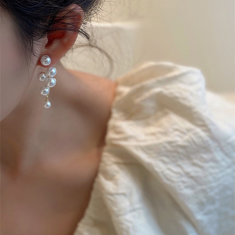Đôi Bông Tai Mạ Bạc 925 Dáng Dài Đính Ngọc Trai Thời Trang Cho Nữ
