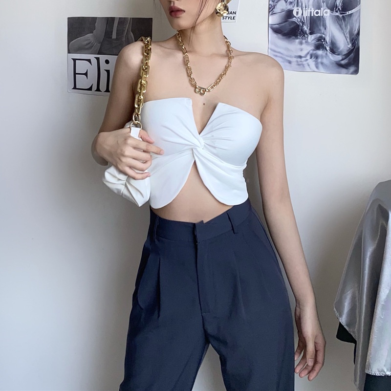 Áo Ống Màu Trơn Trễ Vai Thiết Kế Quyến Rũ Cho Nữ