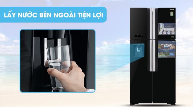 Tủ lạnh Hitachi Inverter 540 lít R-FW690PGV7X GBK  Lấy Nước Ngoài, Làm Đá Tự Động. Miễn Phí vận chuyênt Hà nội