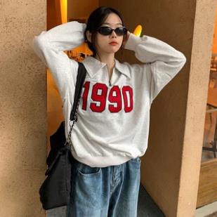 Áo sweater polo dài tay unisex dưới 80kg chất thun cocastore - Áo polo dài tay phối khóa cổ 1990