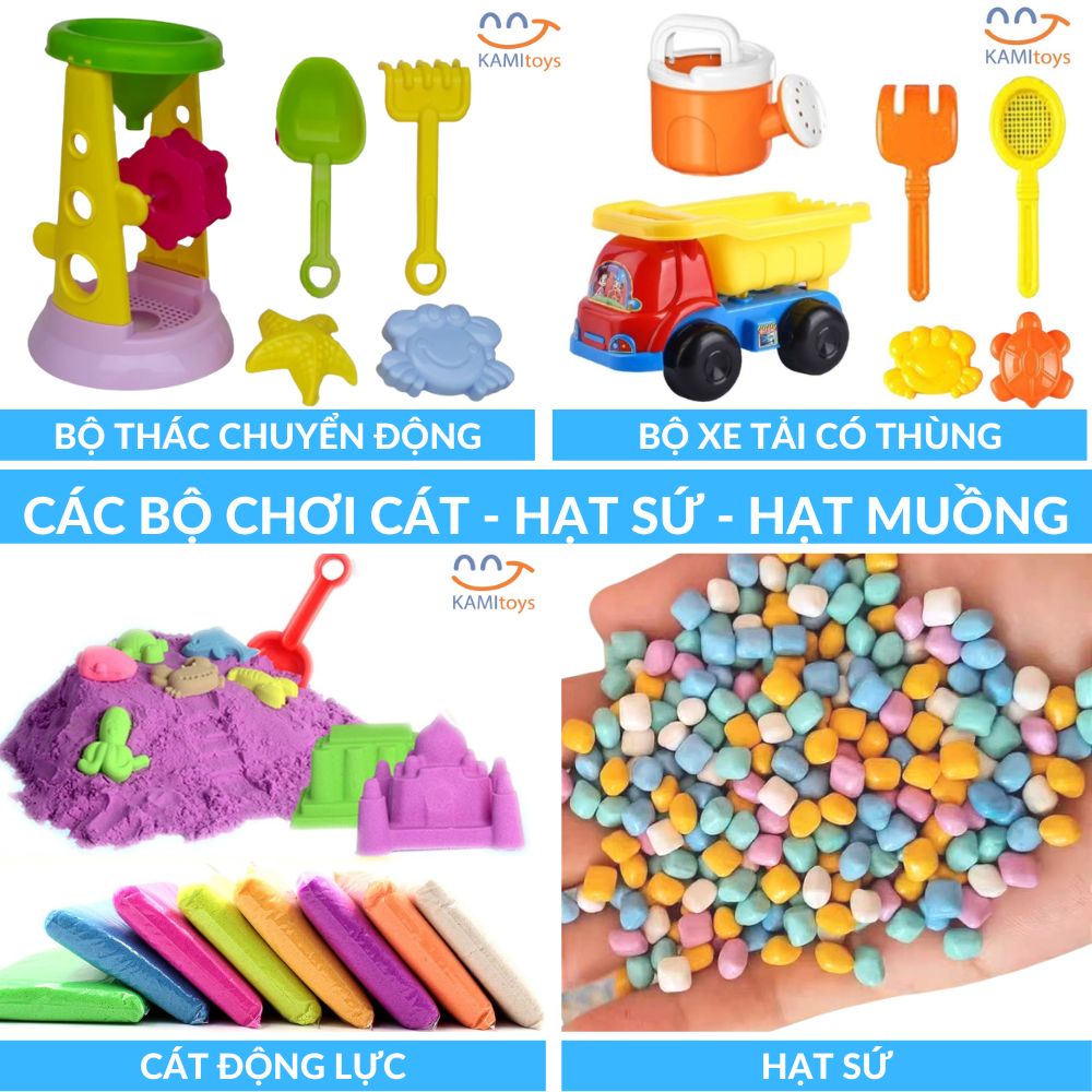 Đồ chơi xúc cát hạt muồng hạt gốm sứ an toàn cho bé (Có bán bộ xe và phụ kiện chơi kèm) mã 50128