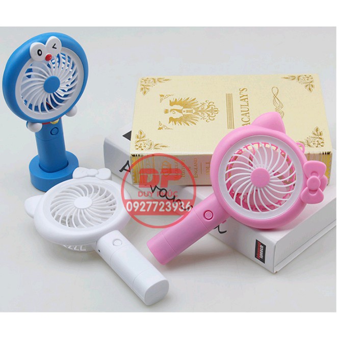 QUẠT SẠC MINI (LOẠI TỐT) KÈM ĐÈN LED CẦM TAY – ĐỂ BÀN  - KITTY  DOREMON (LOẠI TỐT) | BigBuy360 - bigbuy360.vn
