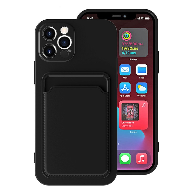 Ốp Lưng iP 14 Pro 14 Pro Max 14 Plus 12 13 ProMax Vỏ Bọc Điện Thoại Case Dẻo Màu Kèm Ví Ngăn Đựng Thẻ Card ATM Ảnh