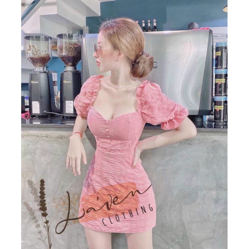 Đầm body tay phồng phong cách trẻ trung nữ tính ( có mút ngực)