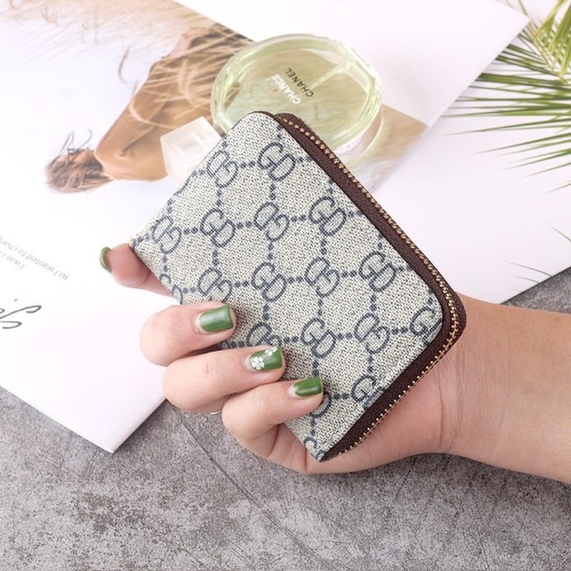 Ví Ngắn Đựng Tiền Xu / Thẻ Có Khóa Kéo In Họa Tiết Đơn Giản Xinh Xắn Ốp