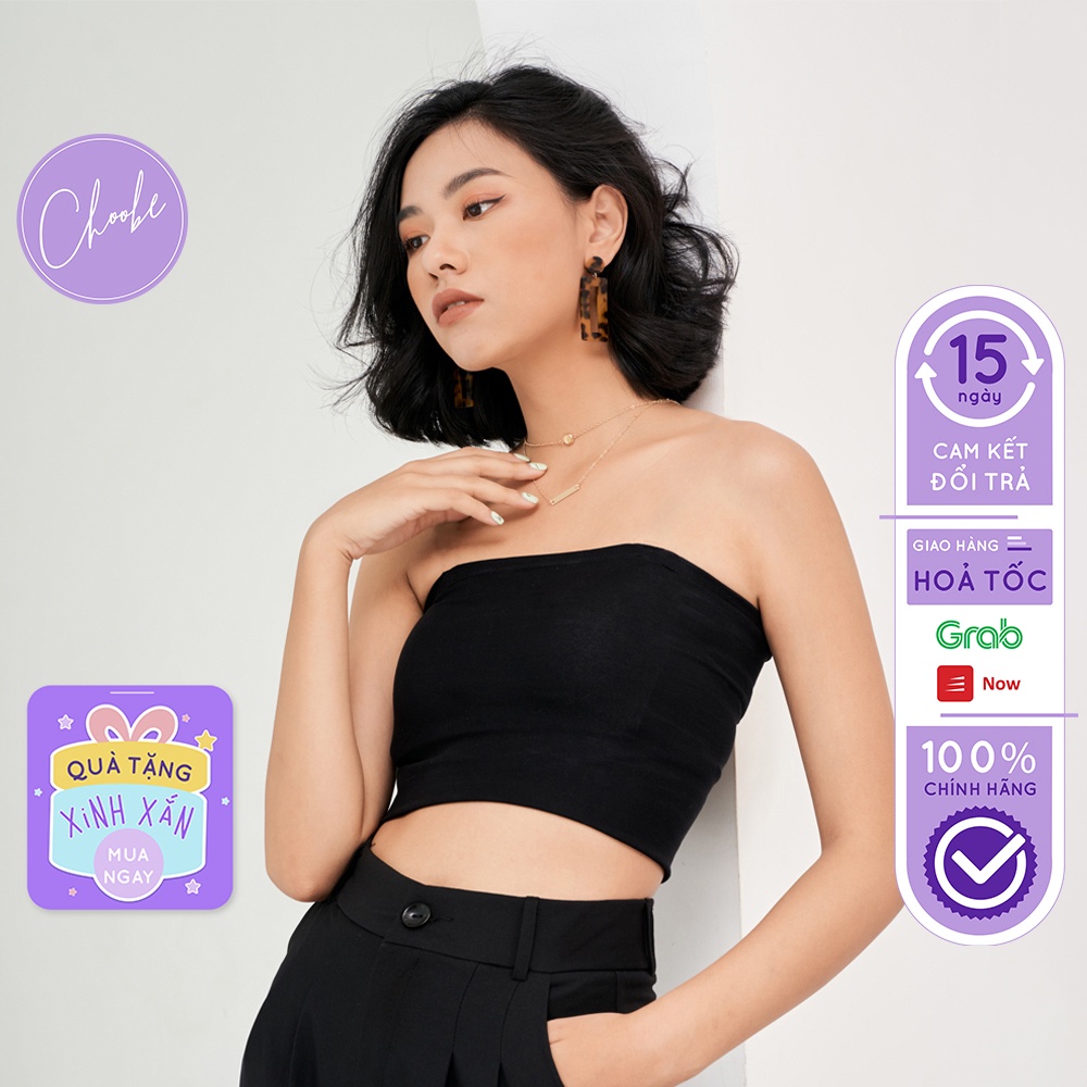 Áo quây ngực Choobe không đệm thun trơn croptop nữ dáng ôm màu trơn không dây -A15