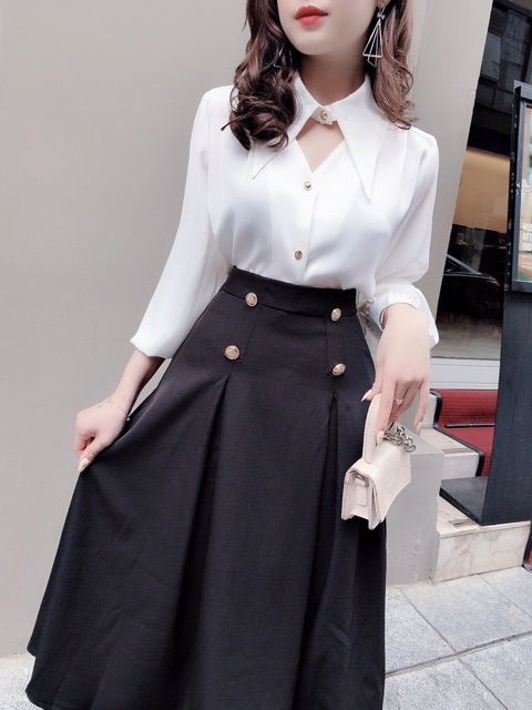 [Mã SKAMCLU7 giảm 10% tối đa 50K đơn 0Đ] Chân váy dài 4 cúc CV584 KYMIE | BigBuy360 - bigbuy360.vn