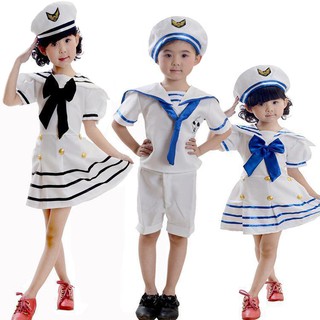 Trẻ Em Quân Đội Đồng Phục Bé Gái Với Bộ 3 Màn Trình Diễn Khiêu Vũ Mặc Trang Phục Hóa Trang Trẻ Em Bé Trai Thủy Thủ Bộ