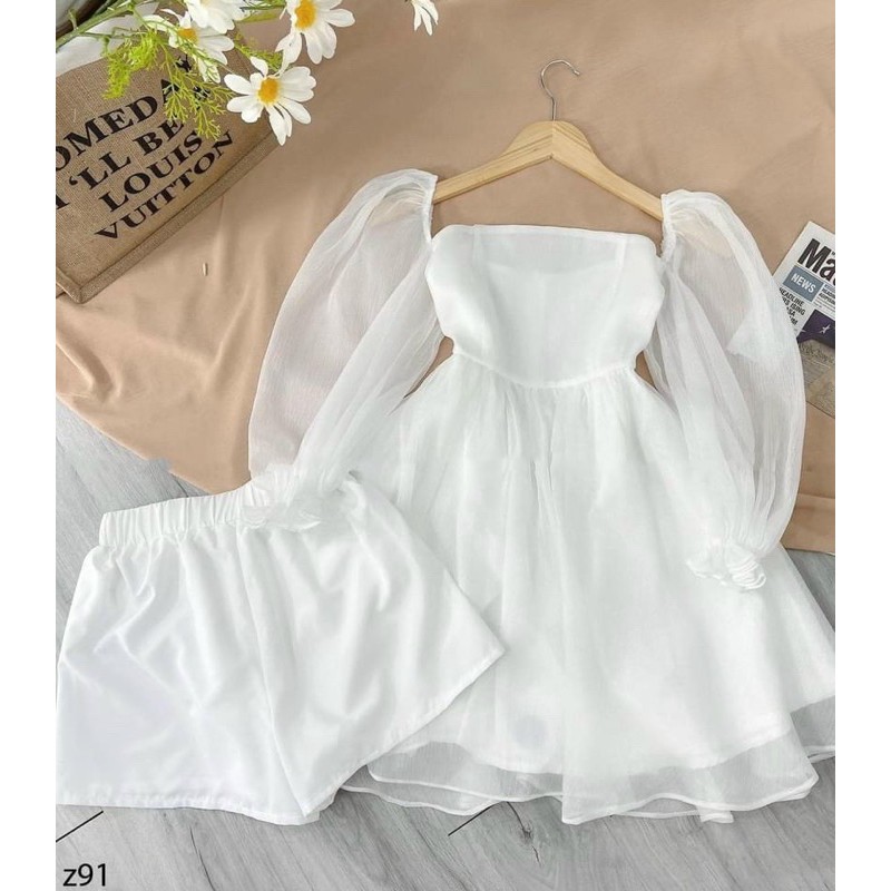 đầm dự tiệc cổ vuông babydoll tiểu thư | BigBuy360 - bigbuy360.vn