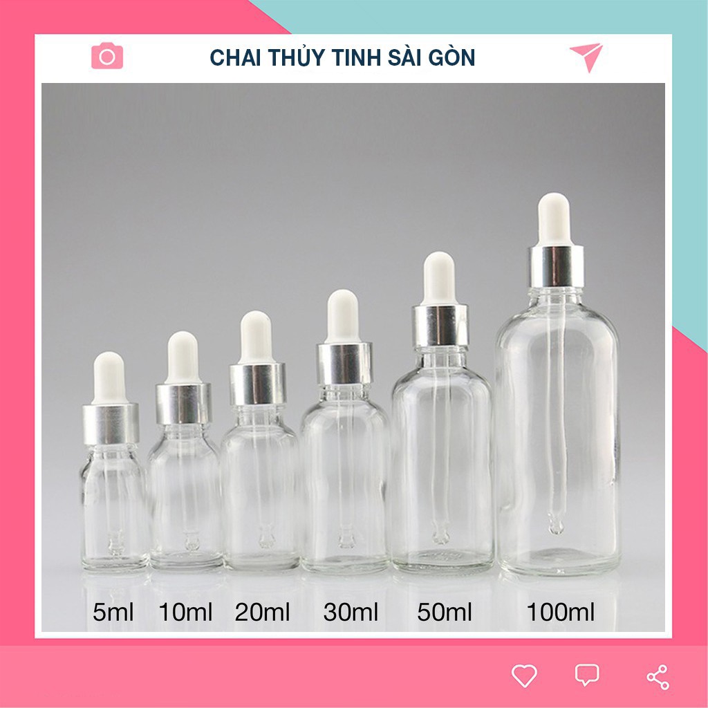 Chai chiết mỹ phẩm thủy tinh 🌼FREE SHIP🌼 Chai chiết Serum | Tinh dầu đầu bóp đầy đủ kích thước