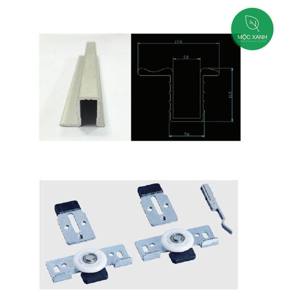 Phụ kiện ray trượt cửa lùa tủ áo (2m) | BigBuy360 - bigbuy360.vn