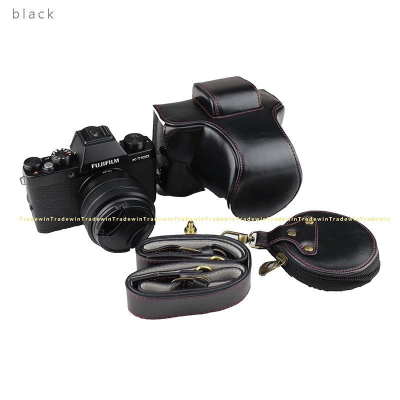 Túi Da Đựng Máy Ảnh Fujifilm X-T100 XT100 15-45mm Kèm Dây Đeo Vai