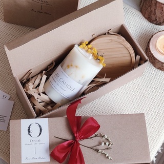 GIFTSET nến thơm trụ cao và đế tre ONIÕ, hương tinh dầu thiên nhiên, thủ công 100%, GS-001