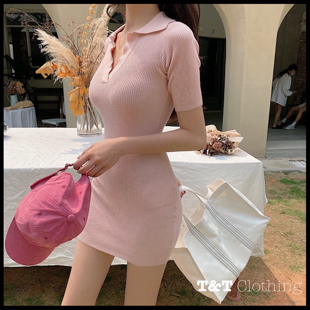 Đầm Body Thun Gân Có Cổ | Váy body - Đầm nữ sexy - D0052 | 23tshop