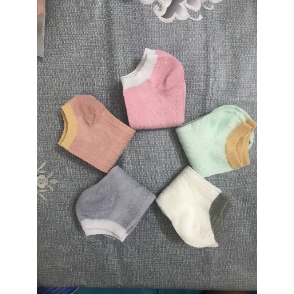 Tất vớ nữ cổ ngắn - tất vớ học sinh mỏng thoáng màu sắc pastel hoạ tiết gân phong cách Hàn Quốc dễ thương