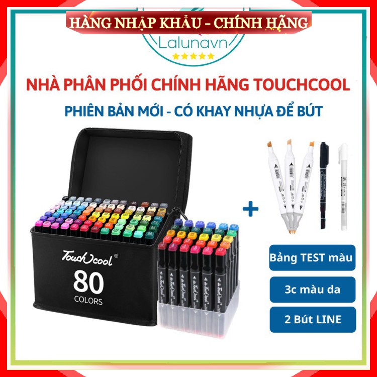 [Hàng Loại 1] Bút Màu Marker TouchCool Túi Vải Bộ 48 Màu Vẽ Phong Cảnh, Chân Dung chân thực cho Mẹ và Bé