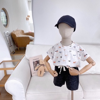 Bộ cotton cộc tay beemo in ô tô cho bé trai 9 đến 22kg
