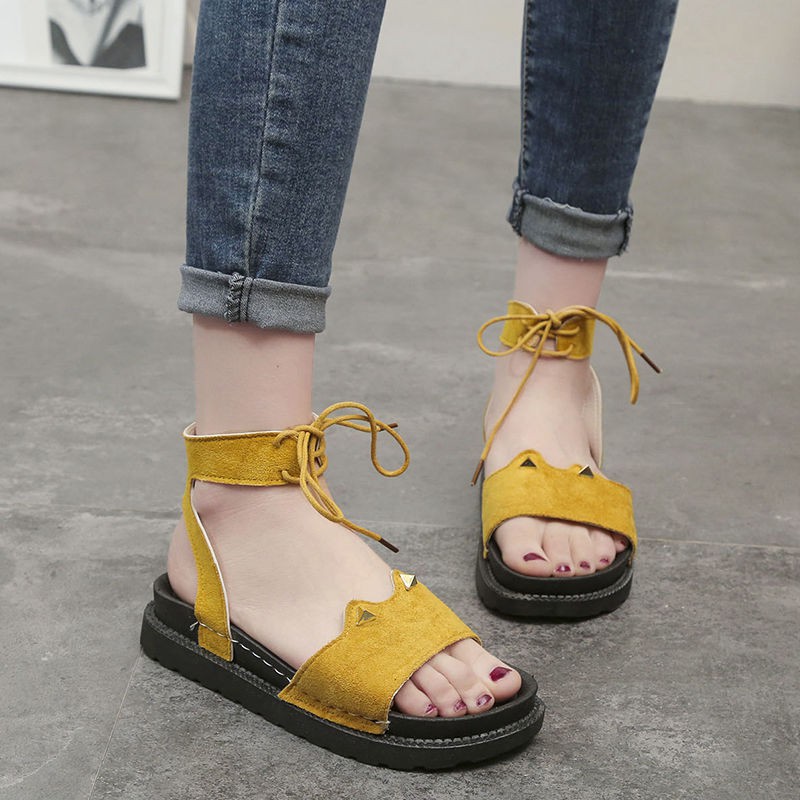 Giày sandal quai cột nơ kiểu dáng xinh xắn mẫu mới 2019 thời trang hàn quốc cho nữ