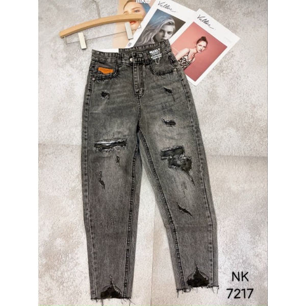Quần jeans rách dáng beggy