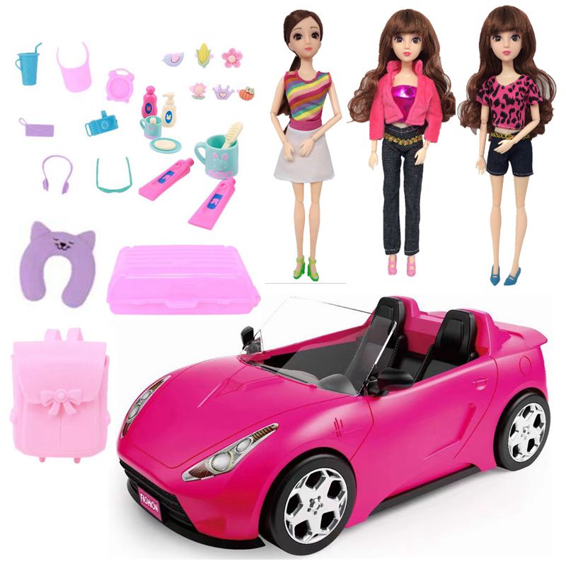 Set 64 Món Đồ Chơi Búp Bê Barbie 11.5 '' Hình Xe Hơi Thời Trang