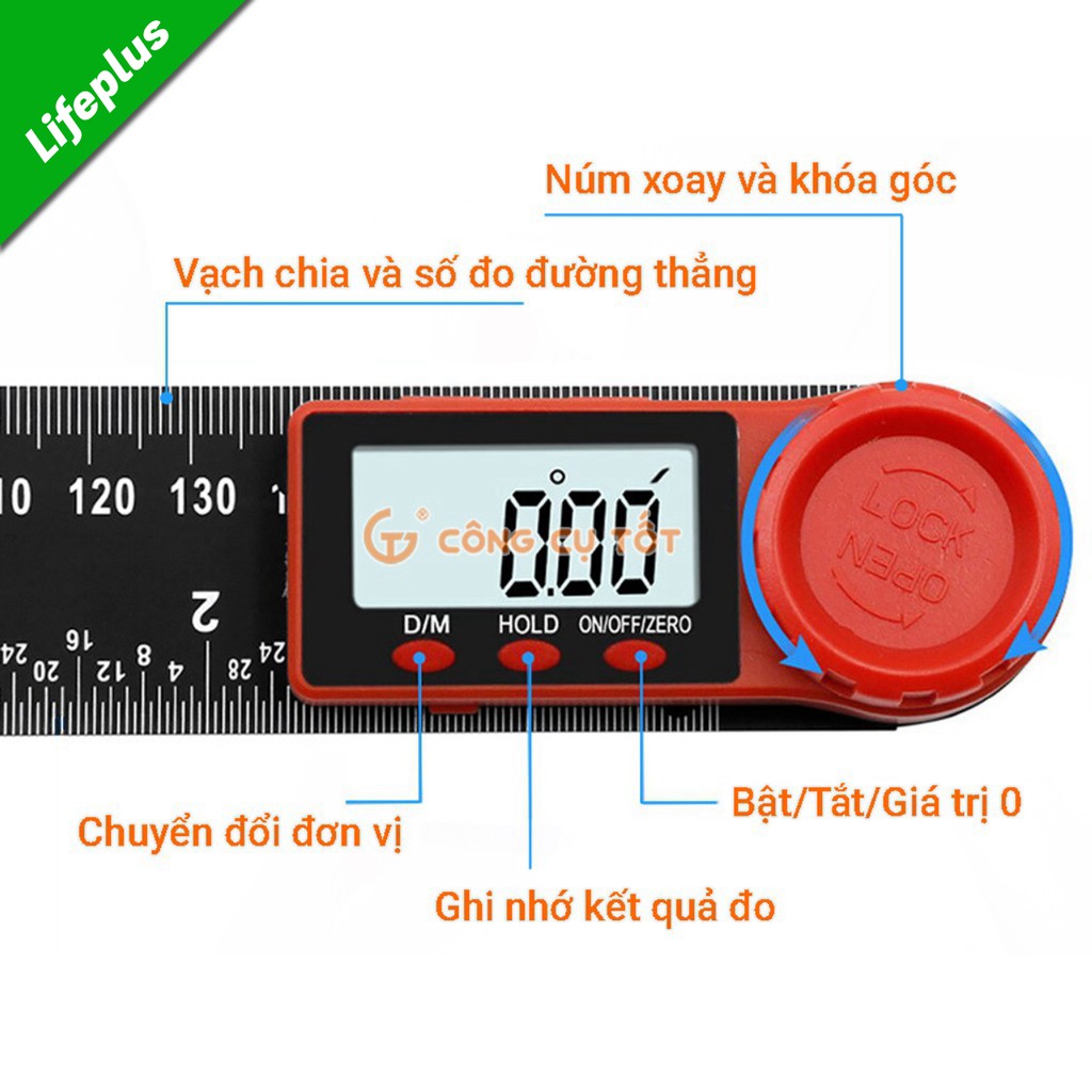 Thước đo góc điện tử 360° 300mm chính xác 0.5°