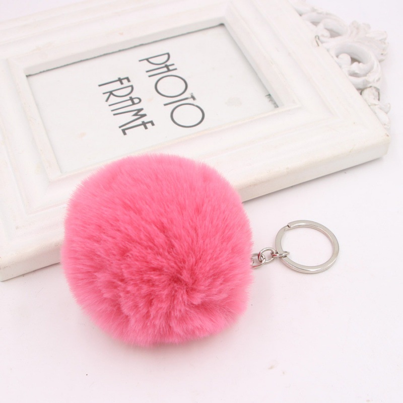 Quả bóng lông thỏ nhân tạo đáng yêu 8cm dùng trang trí túi xách tiện lợi