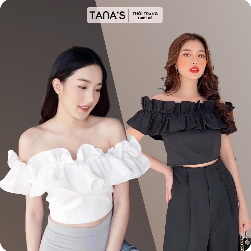 [TANA'S] Áo croptop trễ vai nhún bèo