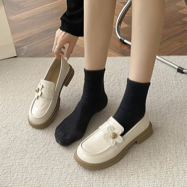 Giày moka lolita búp bê lười phong cách Hàn Quốc đế bằng phối hoa độc đáo cho nữ - Mã G60