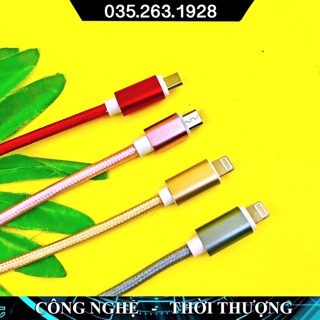 Dây sạc điện thoại dài 2m bọc dù chống đứt đa năng, nhiều màu sắc đa dạng, dùng cho các dòng iphone androi