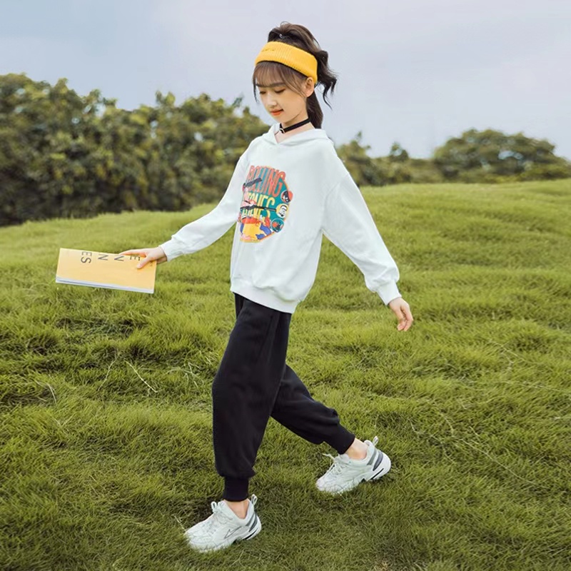 Áo Hoodie Dáng Rộng In Họa Tiết Phong Cách Học Sinh Dễ Phối Đồ