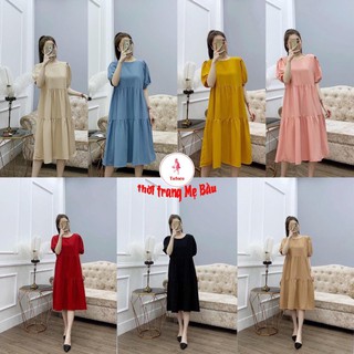 đầm bầu công sở lụa cát nơ sau new 7 màu (Hình thật +hàng loại 1) (shop Tatoco)