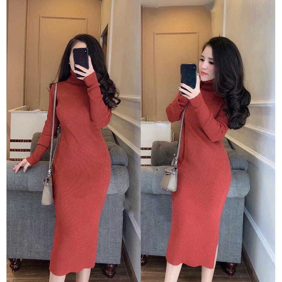 [Hàng Quảng Châu Bán Sỉ] Váy Len Body Cổ Lọ Dáng Maxi | BigBuy360 - bigbuy360.vn